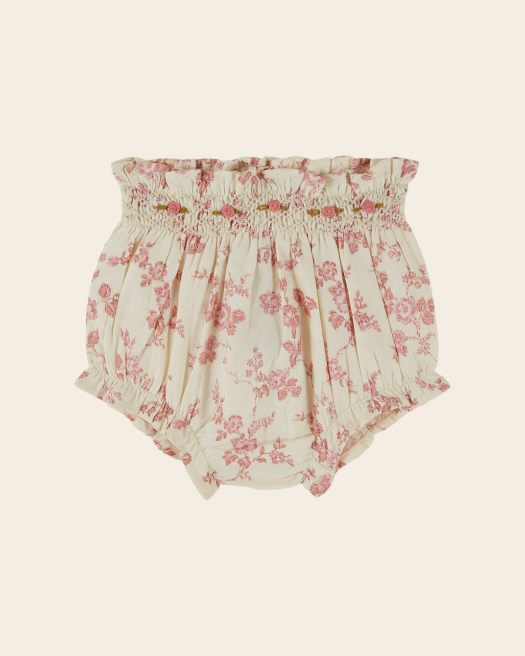 Bloomer - Smocké fleuri écru et rose