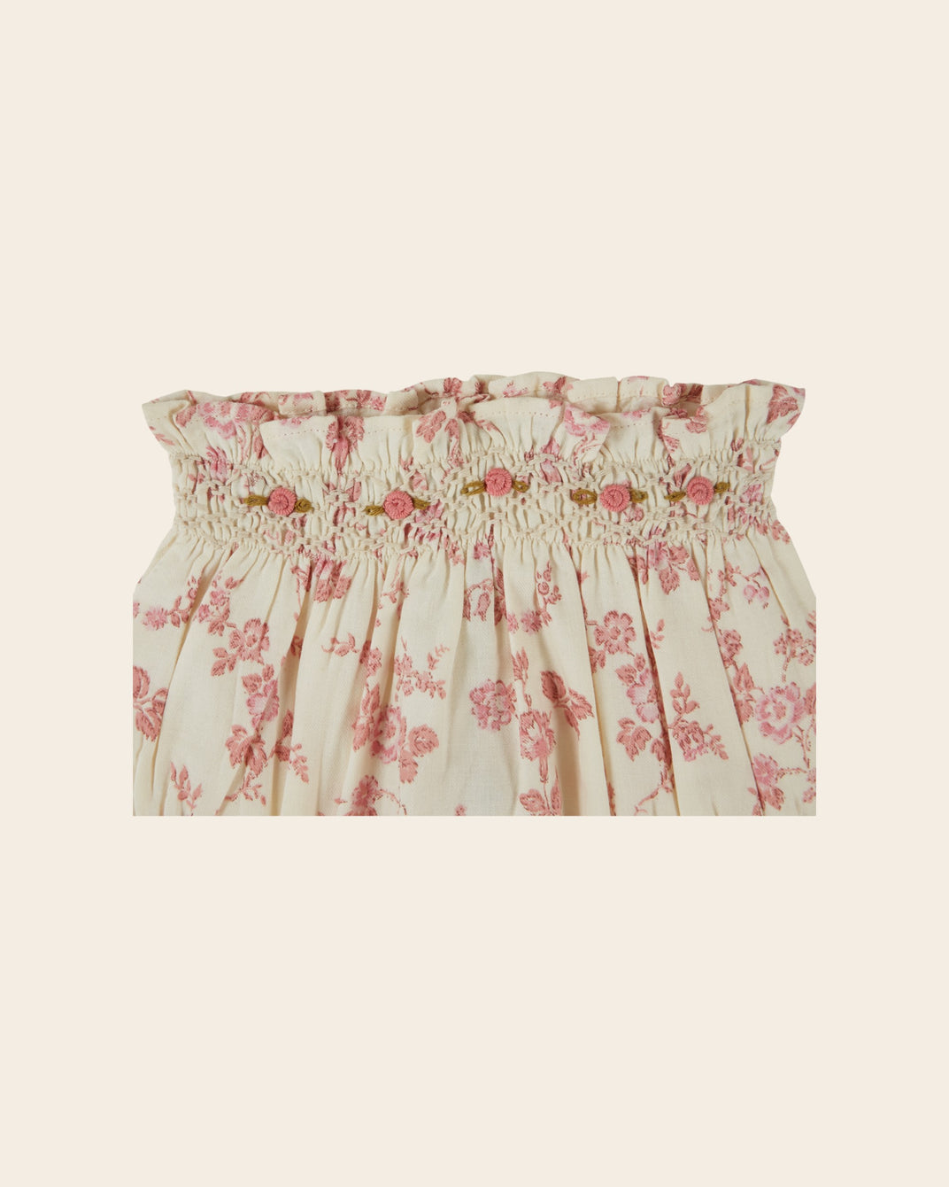 Bloomer - Smocké fleuri écru et rose