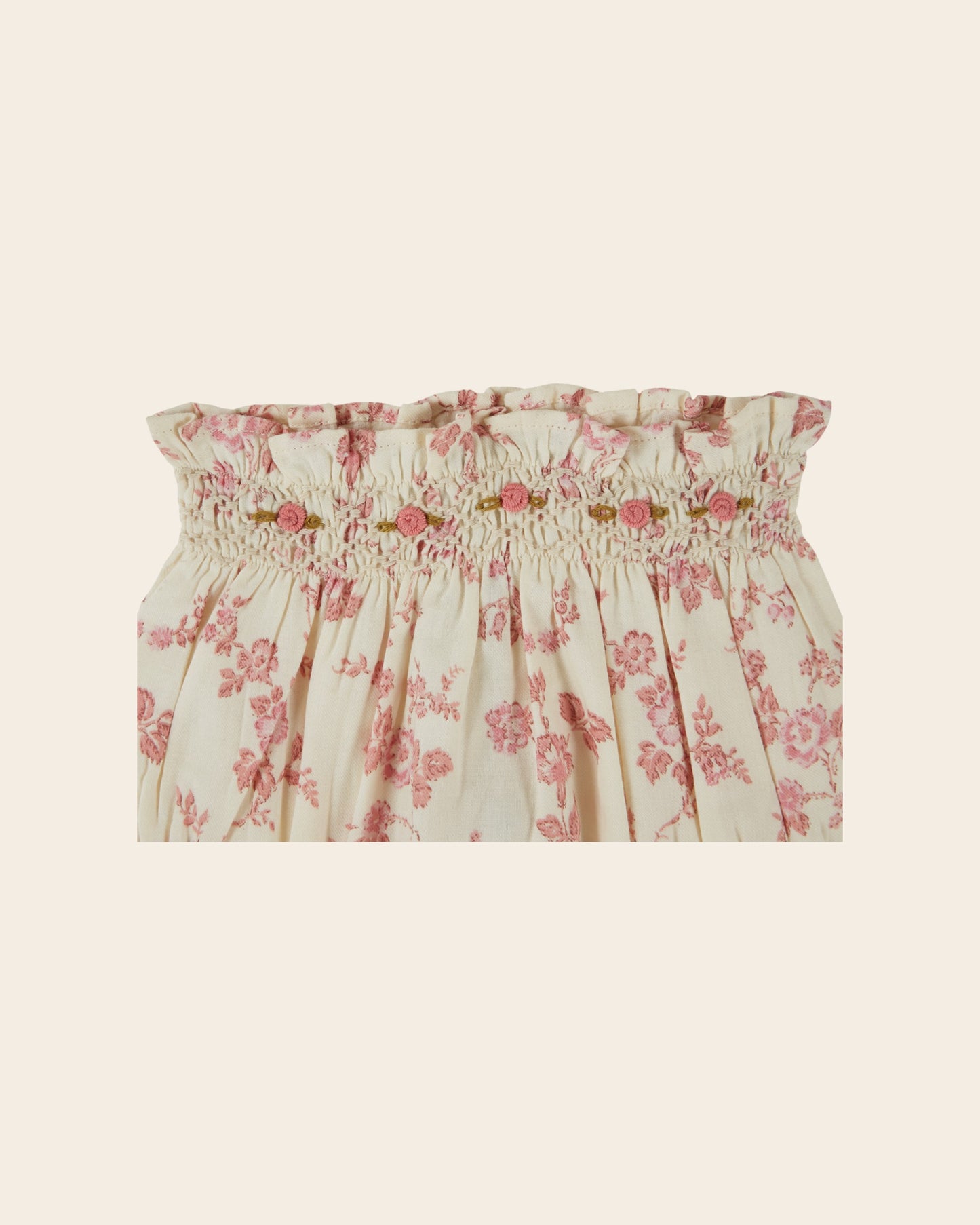 Bloomer - Smocké fleuri écru et rose