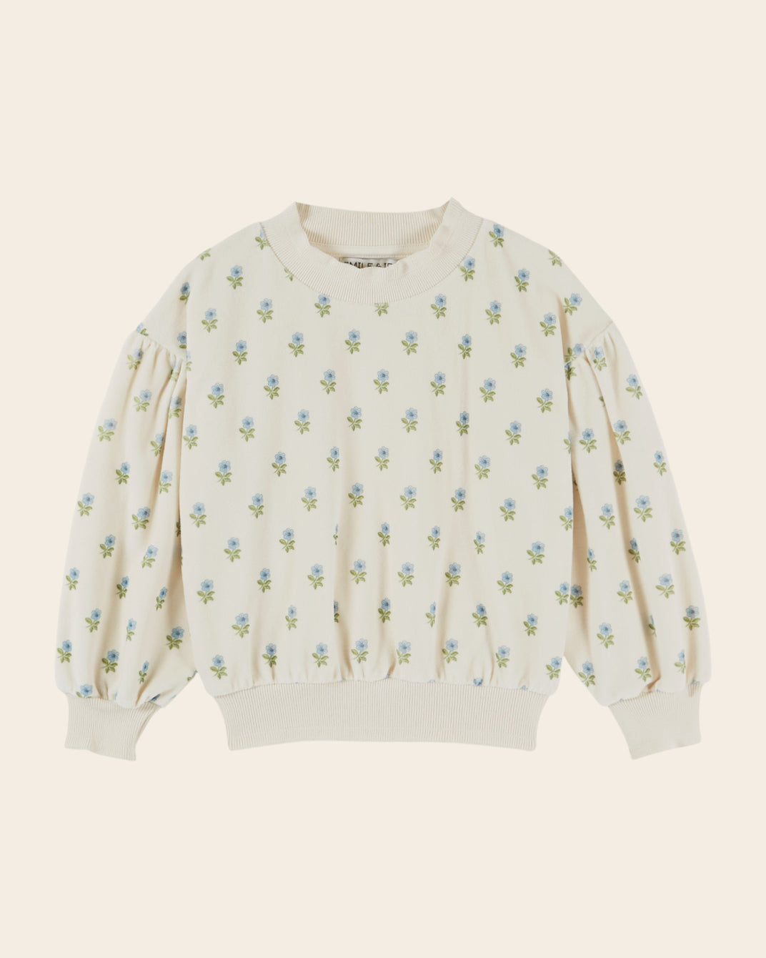 Sweat - Velours fleuri écru