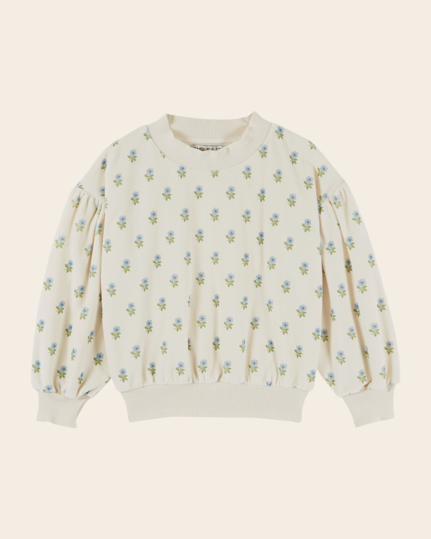 Sweat - Velours fleuri écru
