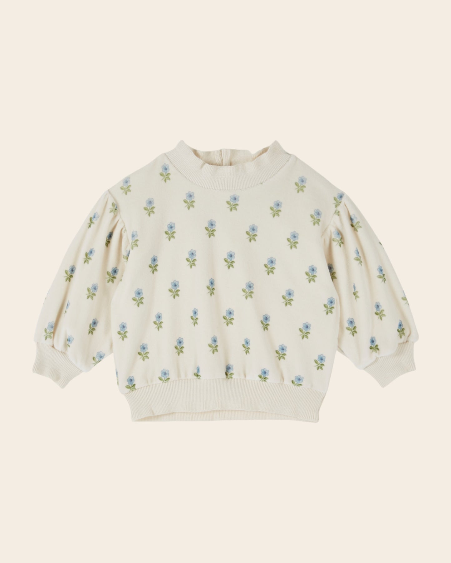 Sweat - Velours fleuri écru