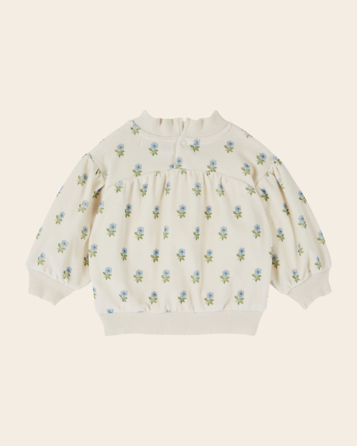 Sweat - Velours fleuri écru