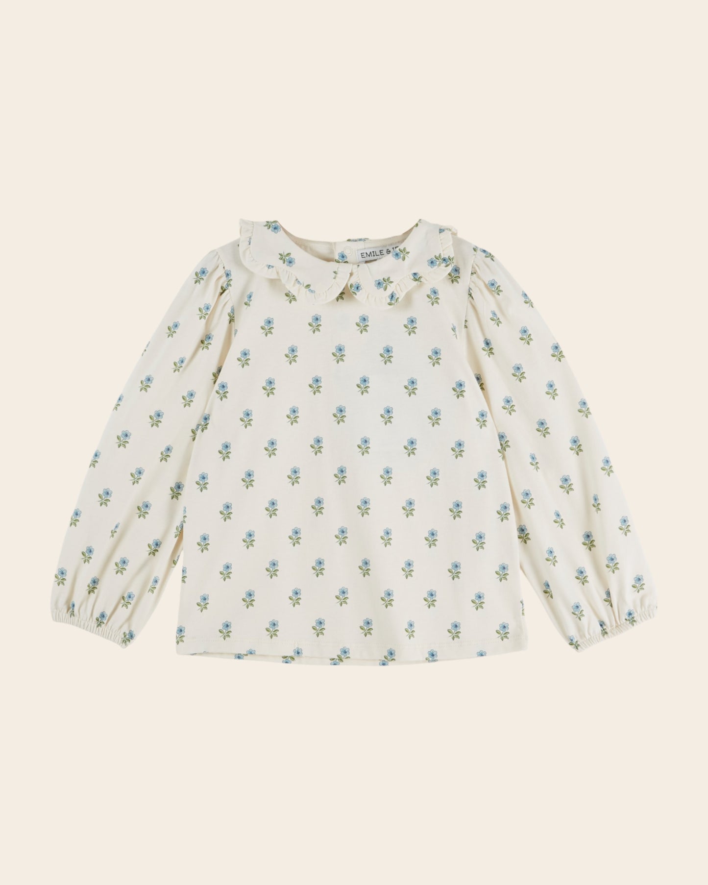 Blouse - Jersey fleuri écru