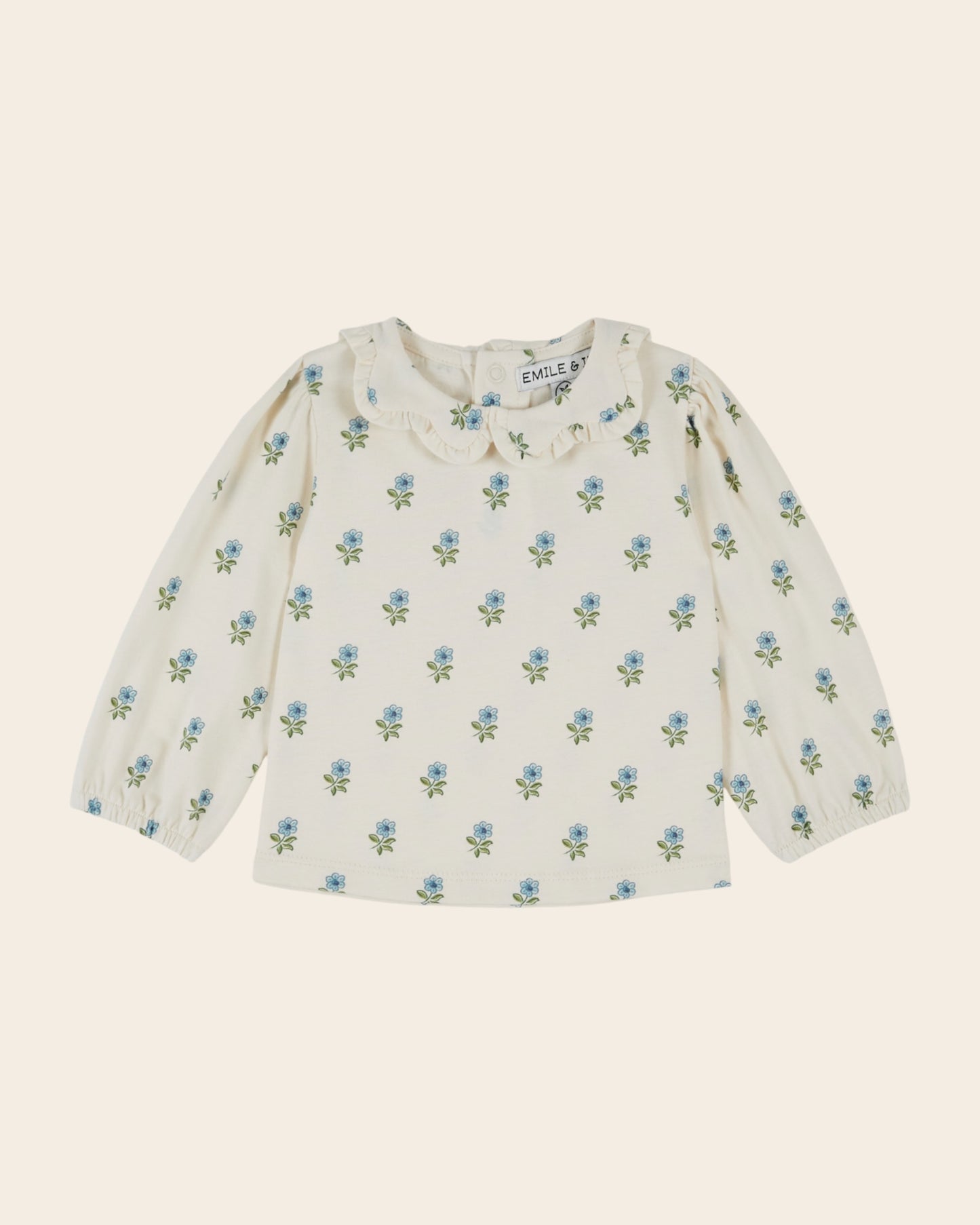 Blouse - Jersey fleuri écru