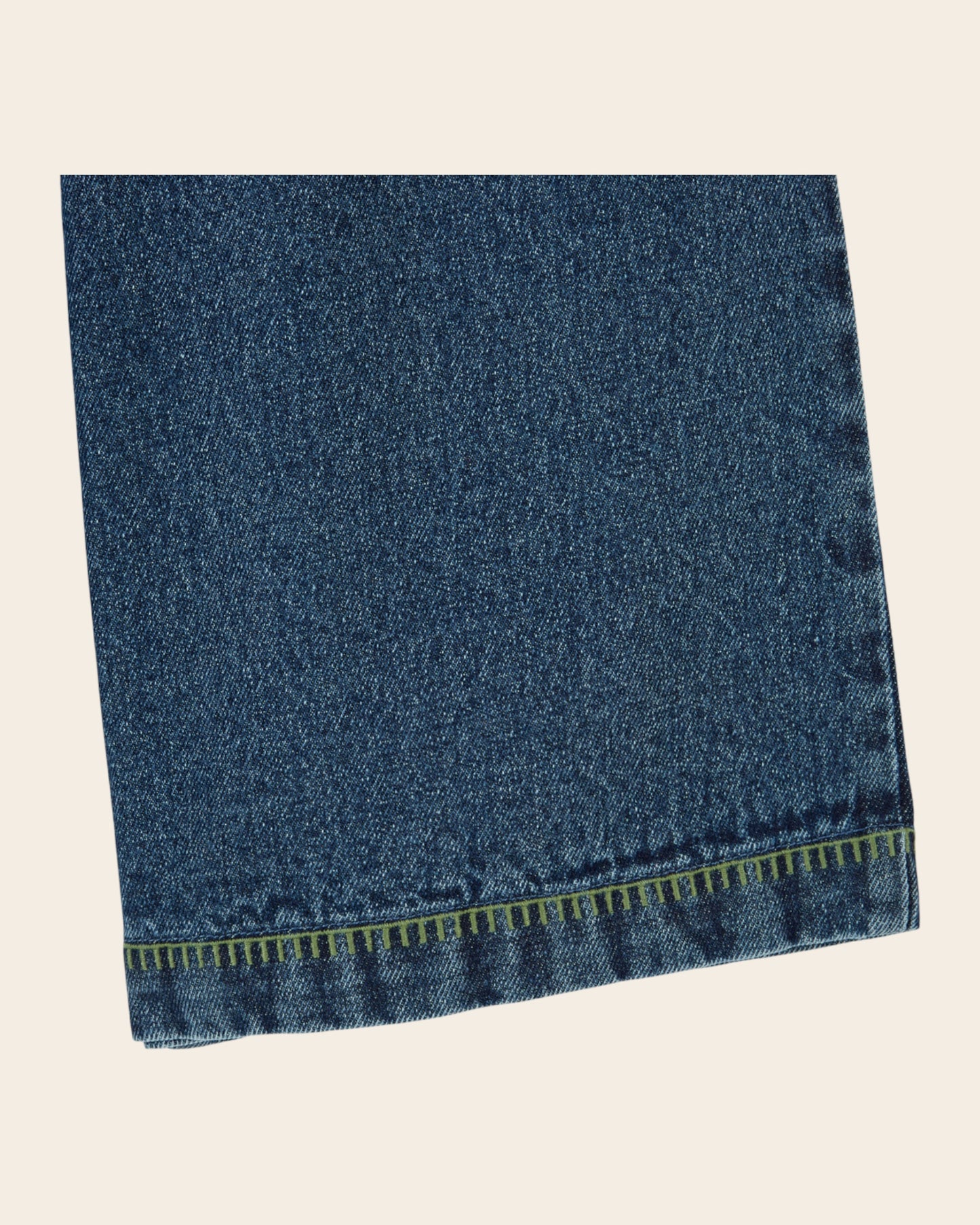 Salopette - Fleurs brodées denim bleu