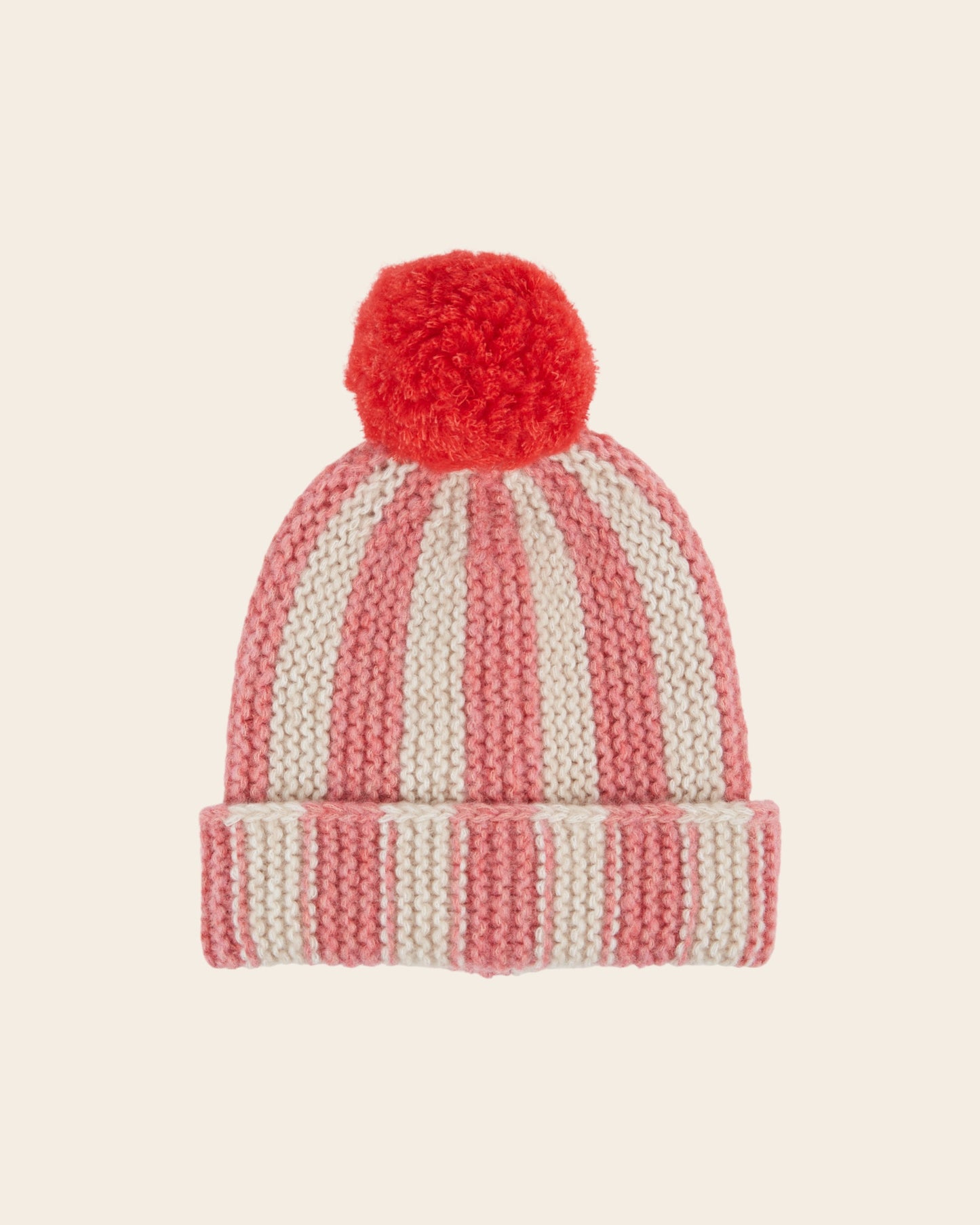 Bonnet - Rayé rose et beige