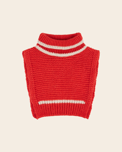 Col plastron enfant - Laine mérinos rouge