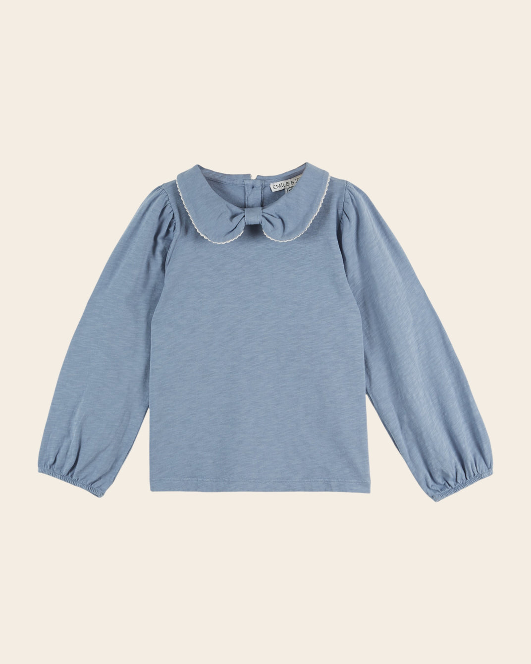 T-shirt manches longues - Col noeud bleu
