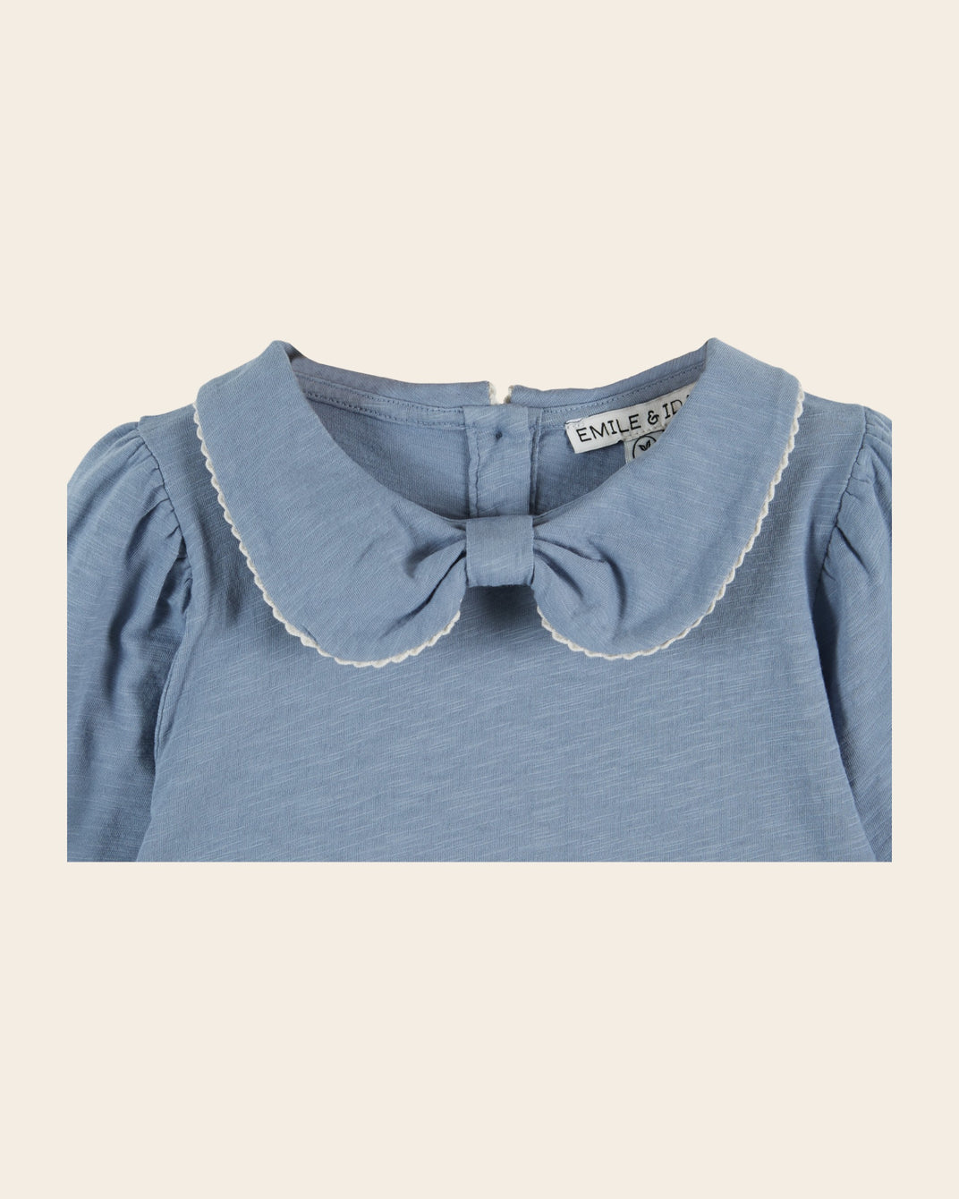 T-shirt manches longues - Col noeud bleu