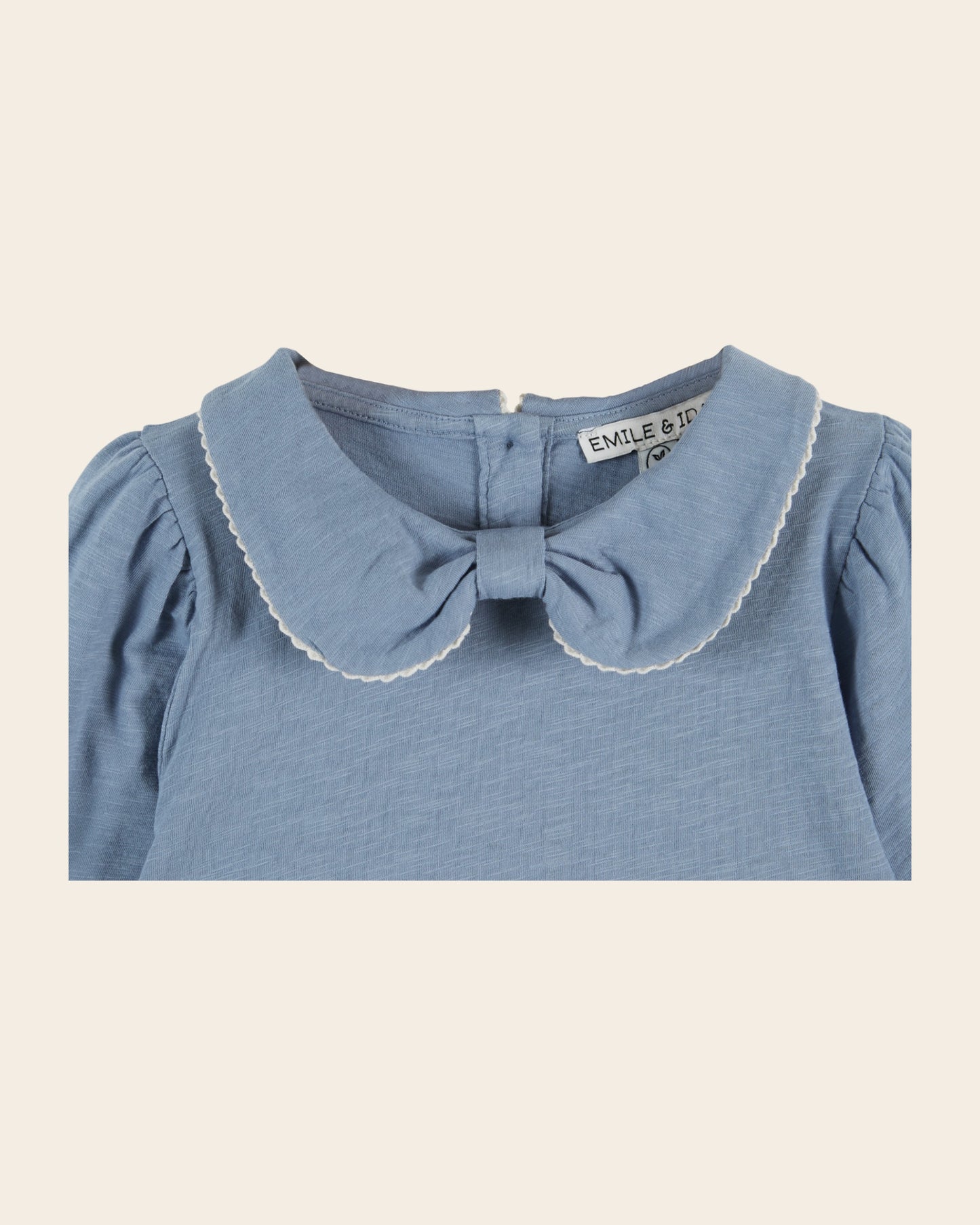 T-shirt manches longues - Col noeud bleu