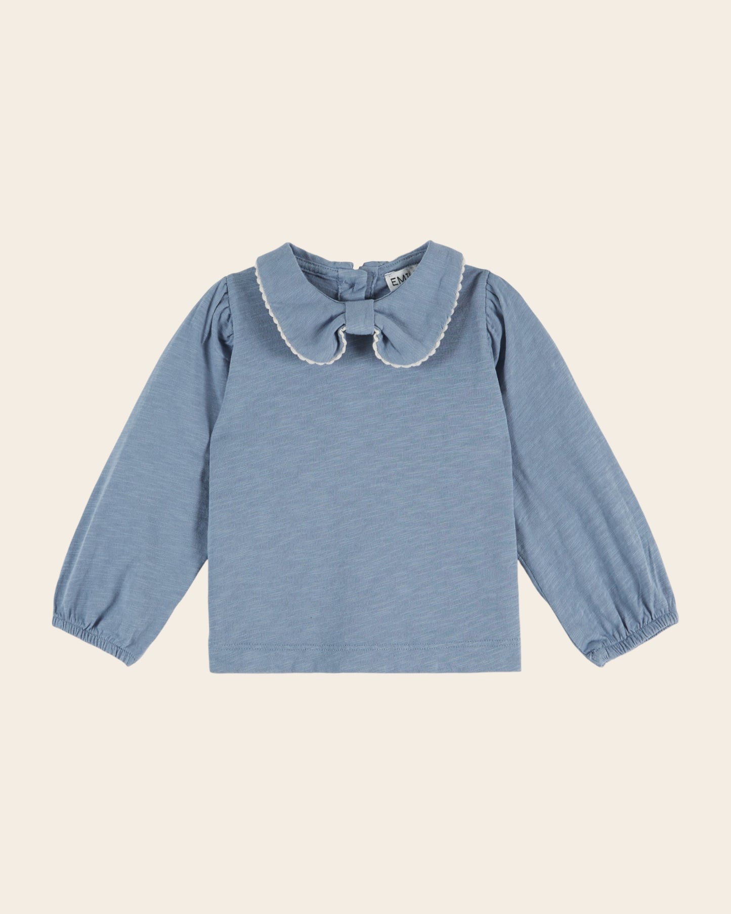 T-shirt manches longues - Col noeud bleu