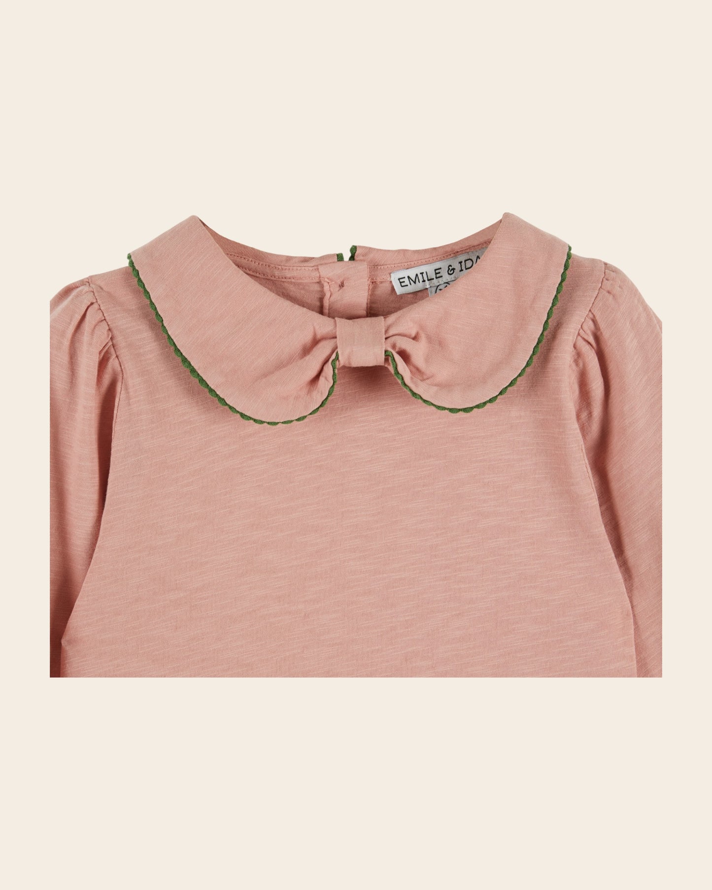T-shirt manches longues - Col noeud rose