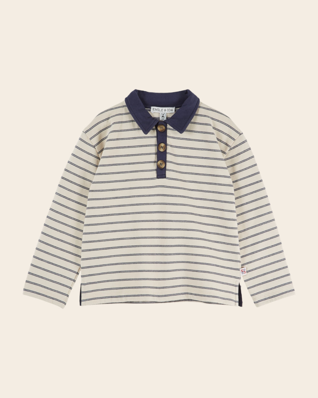 Sweat polo molleton - Rayé bleu et blanc