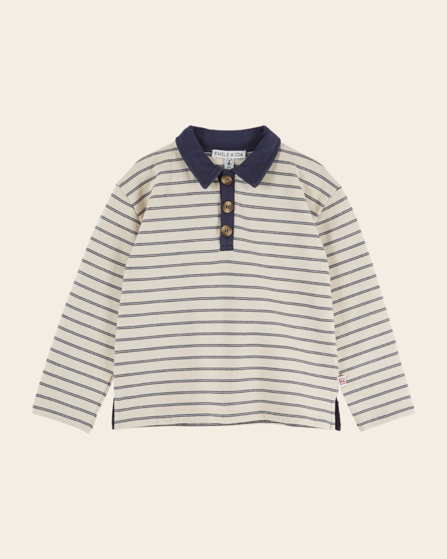 Sweat polo molleton - Rayé bleu et blanc