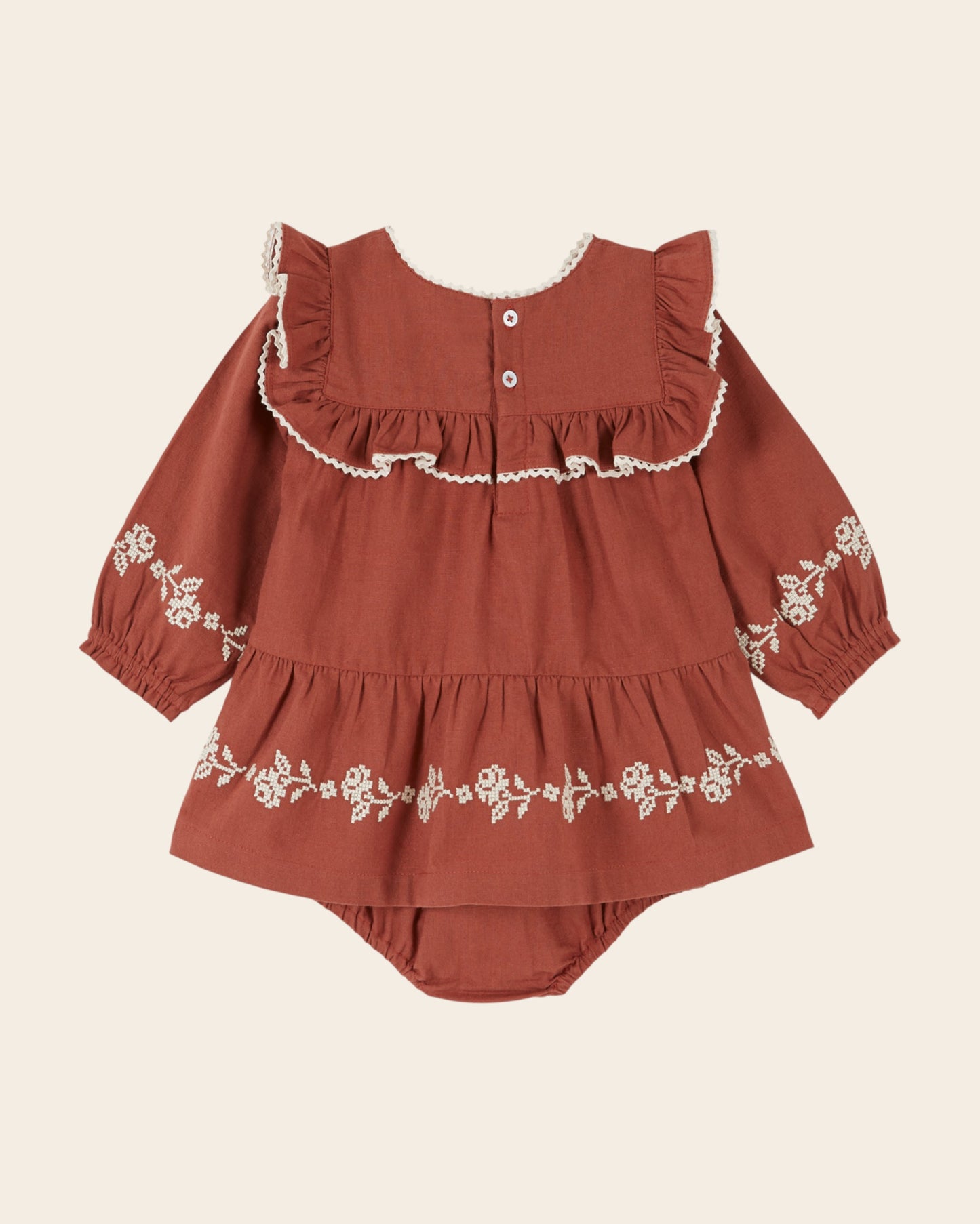 Robe barboteuse - Brodée terracotta