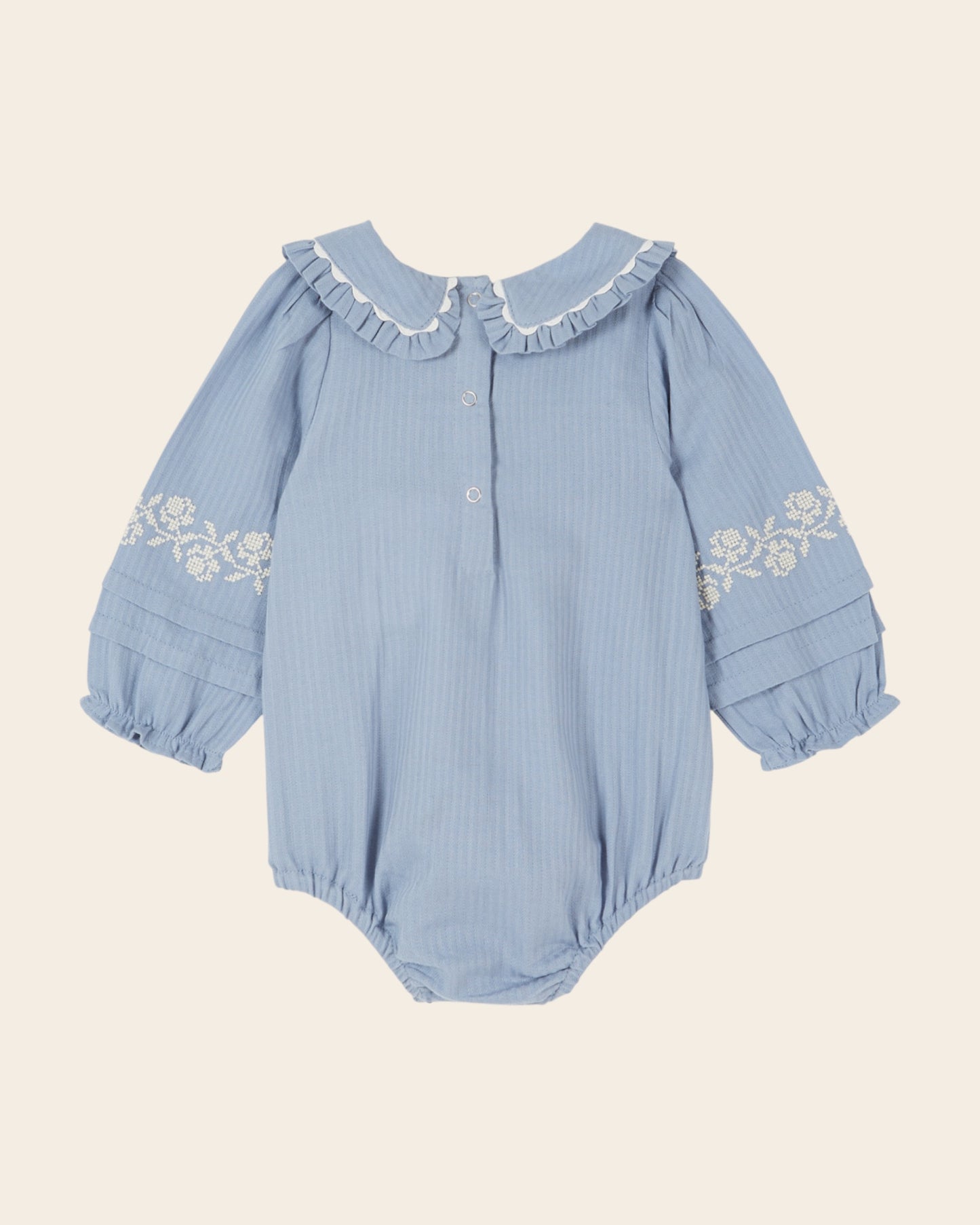 Barboteuse - Brodée bleu