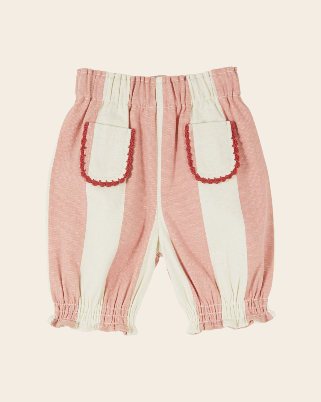 Pantalon bébé - Rayé rose et blanc
