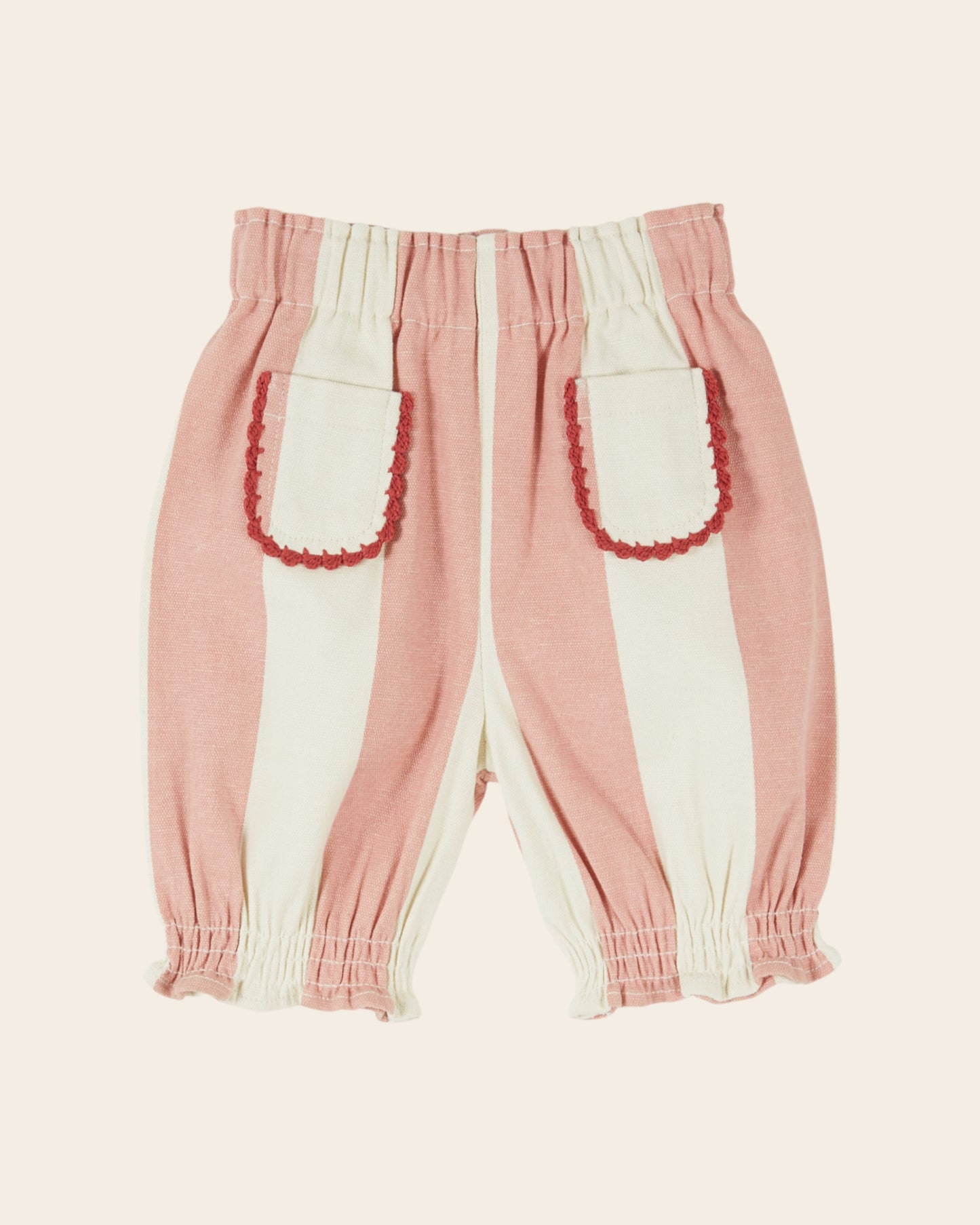 Pantalon bébé - Rayé rose et blanc