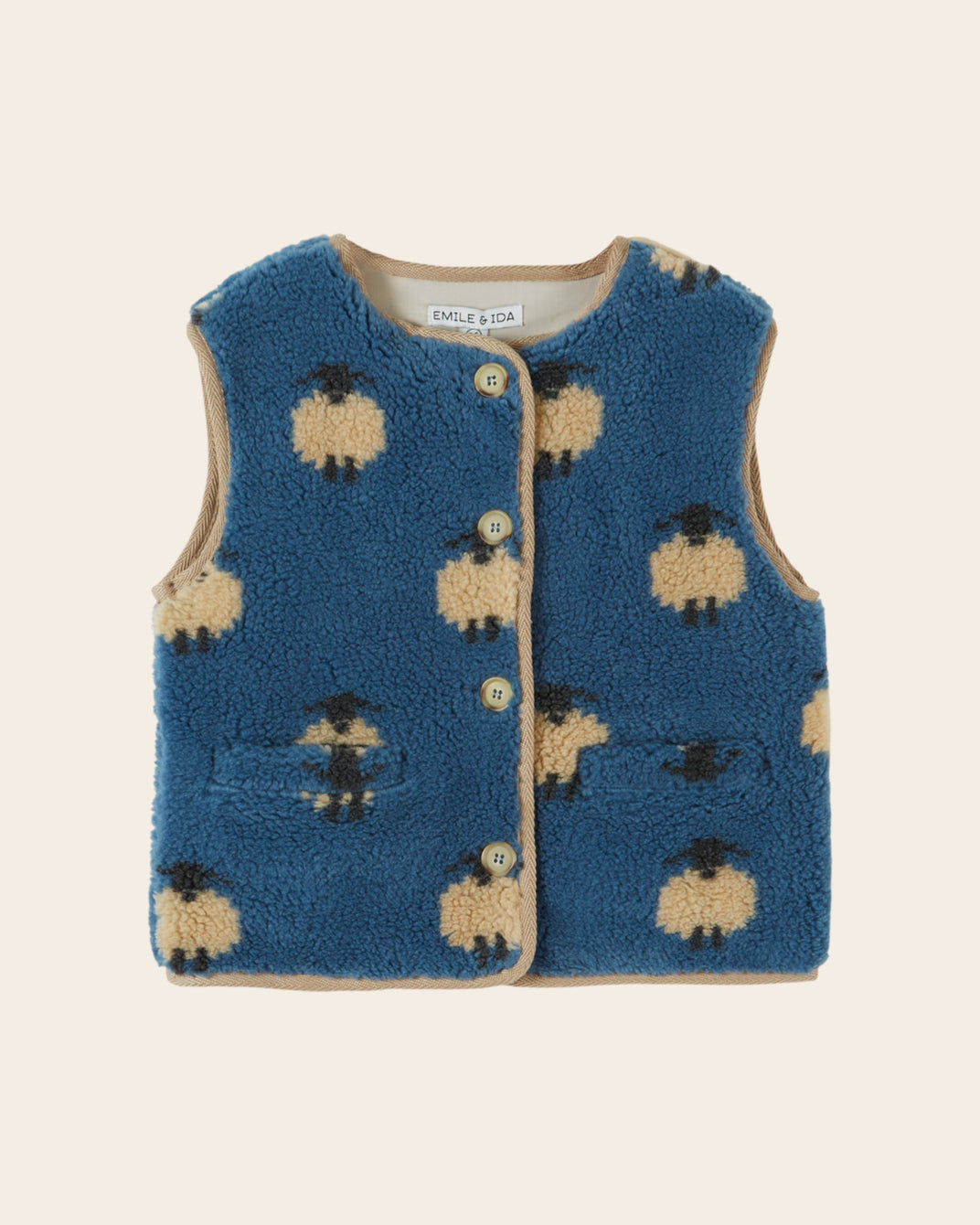 Veste sans manches enfant - Moumoute mouton bleu