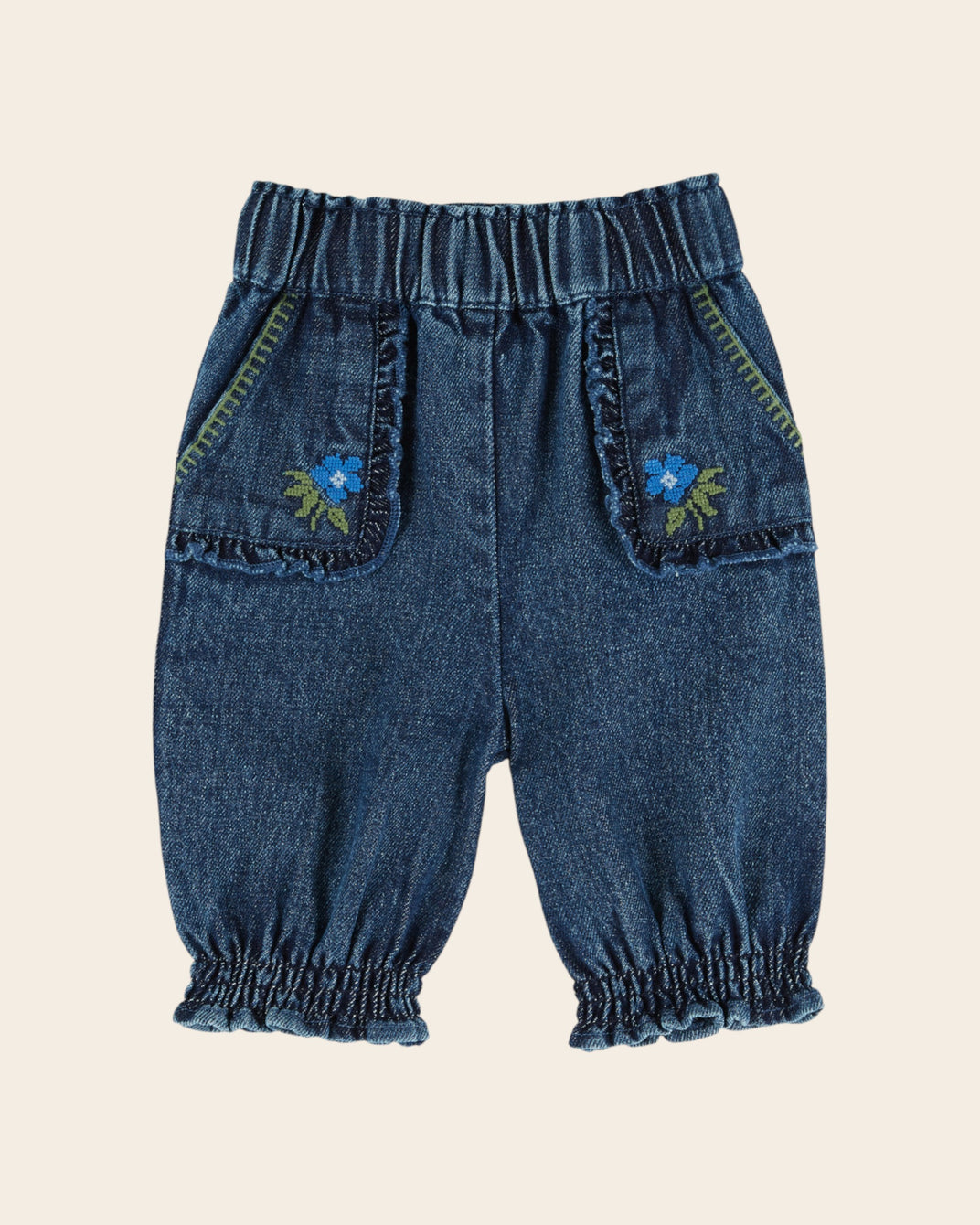 Pantalon bébé - Brodé denim bleu