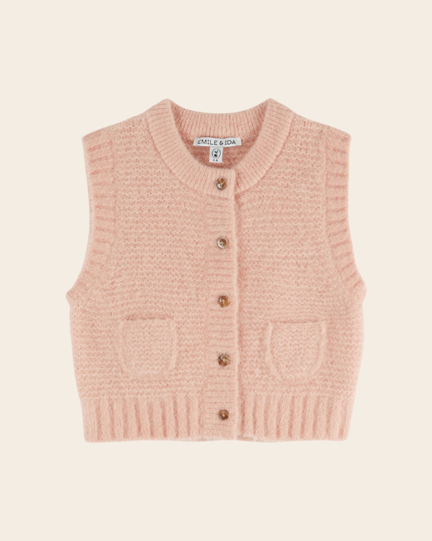 Cardigan sans manches - Rose pâle
