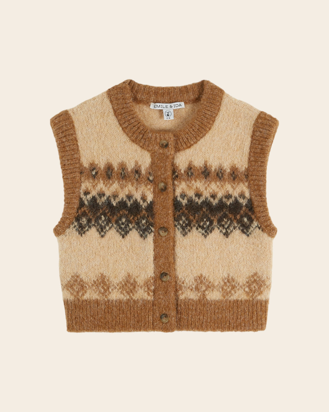 Cardigan sans manches enfant - Jacquard beige