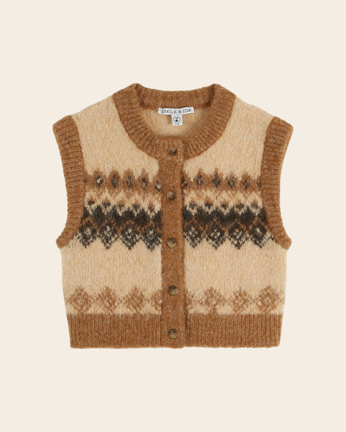 Cardigan sans manches enfant - Jacquard beige