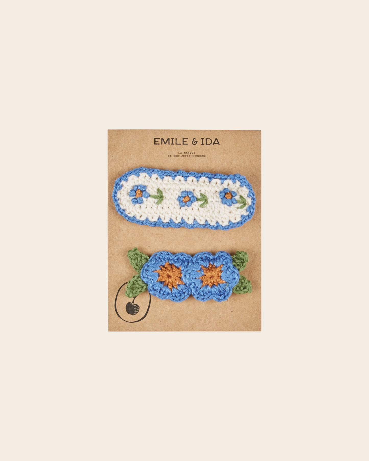 Lot de 2 barrettes - Fleur crochet bleu
