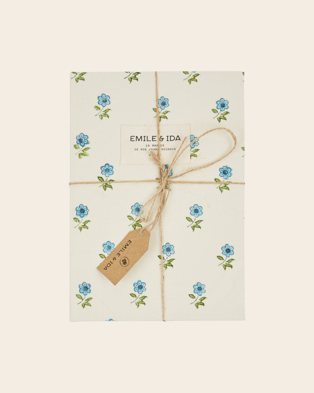 Cahier - Fleuri écru et bleu