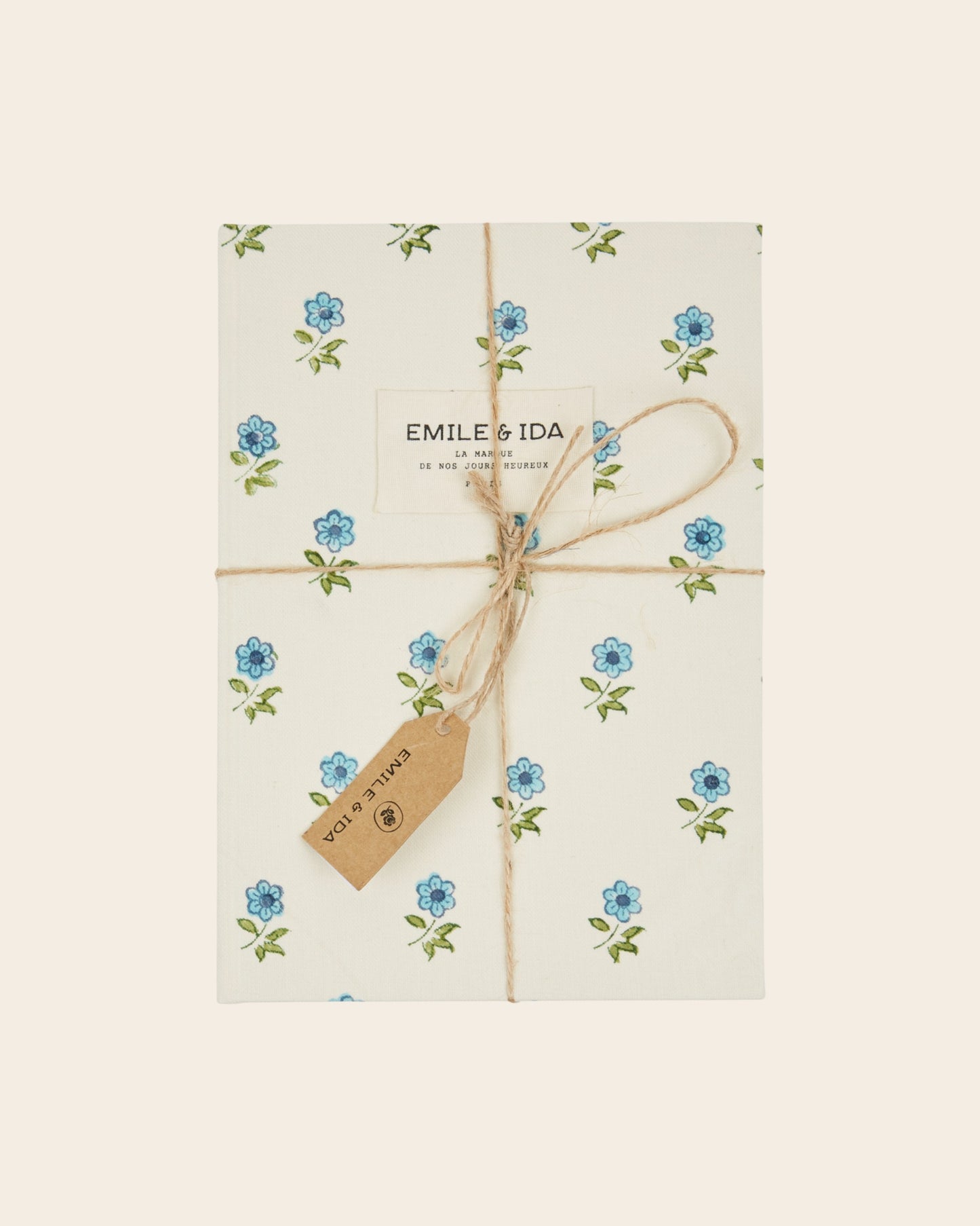 Cahier - Fleuri écru et bleu