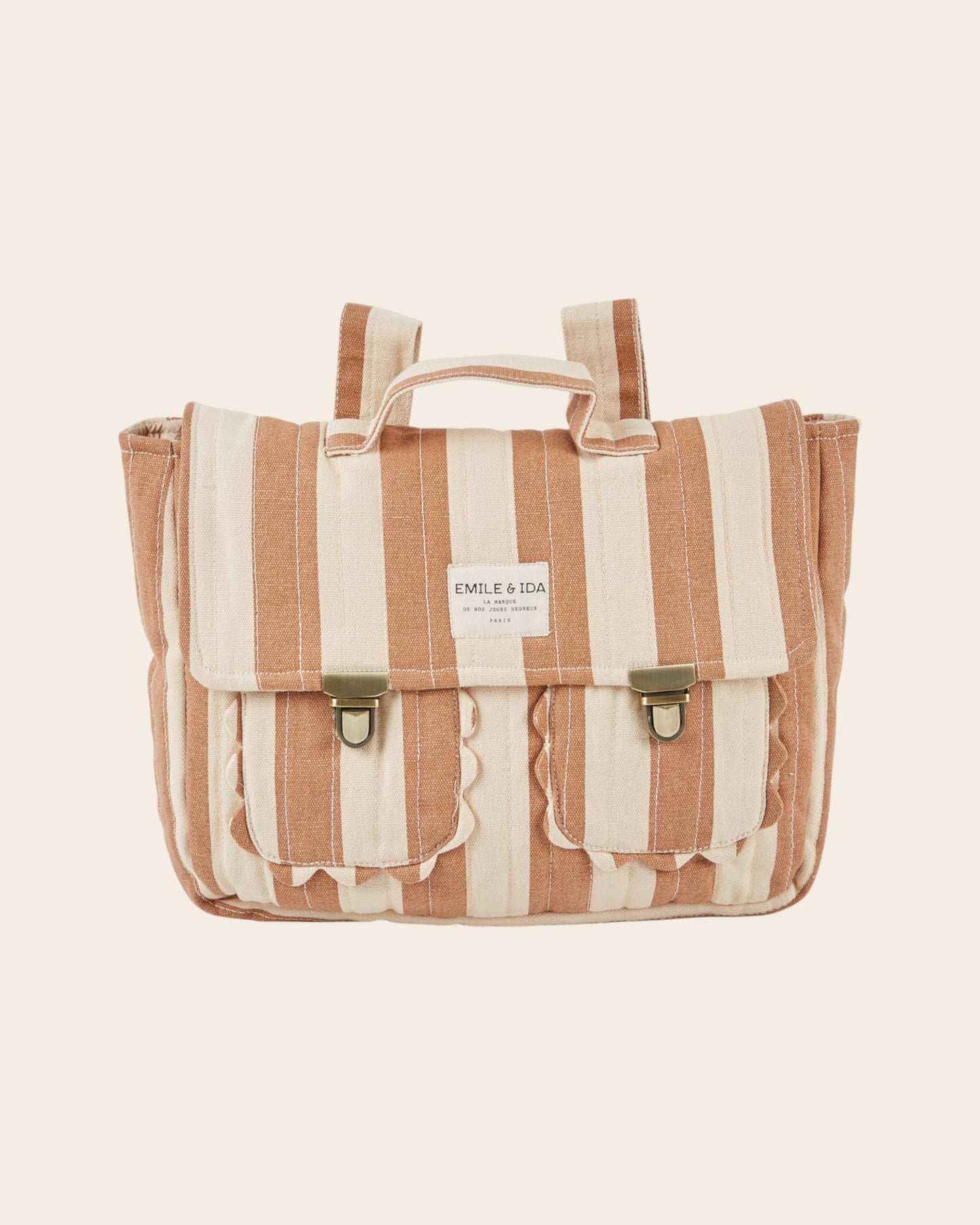 Cartable - Matelassé rayures beige