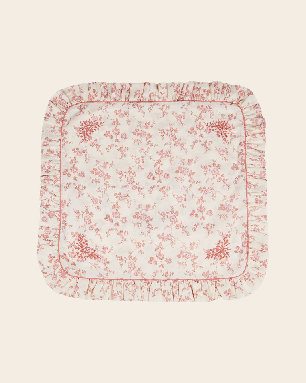 Housse de coussin - Fleuri écru et rose