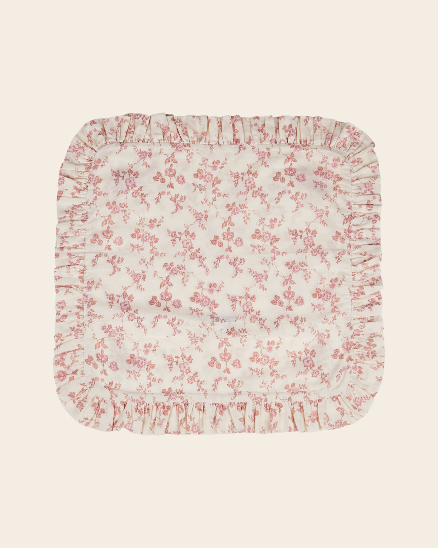 Housse de coussin - Fleuri écru et rose