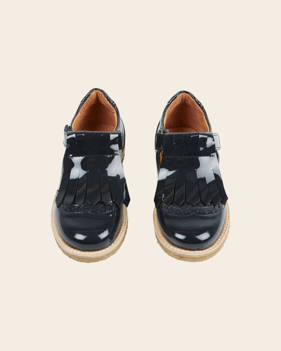 Salomés à franges - Cuir verni marine