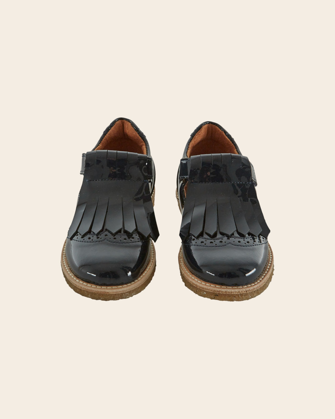 Salomés à franges - Cuir verni marine