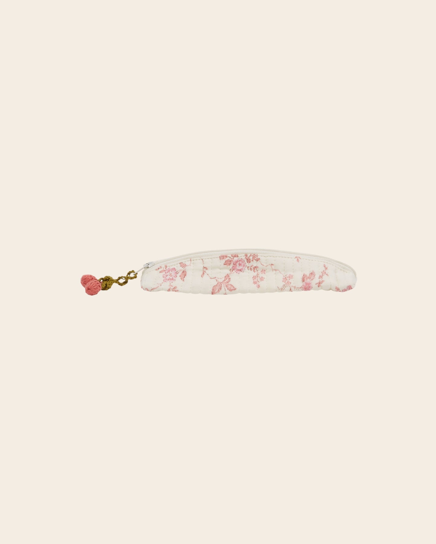Mini trousse - Fleuri écru et rose