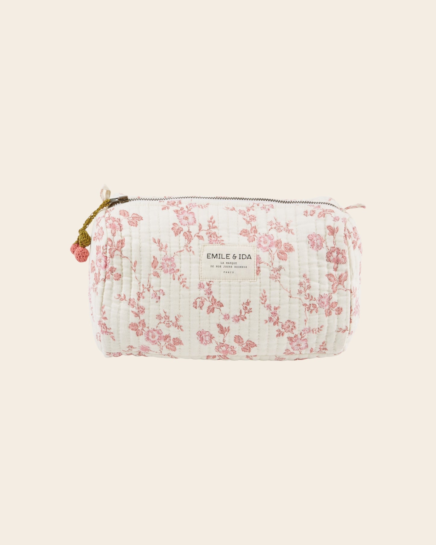 Trousse de toilette - Fleuri écru et rose