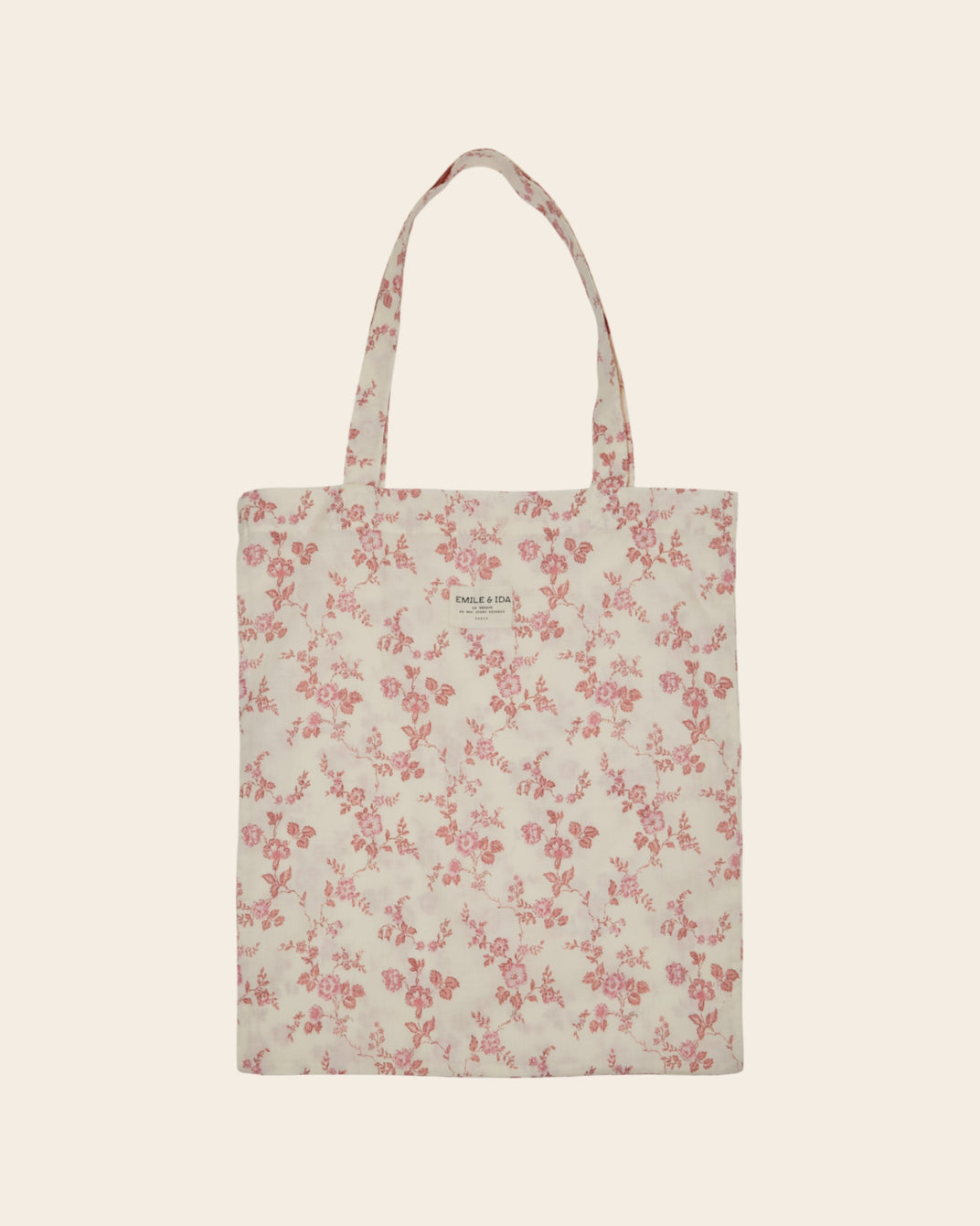 Tote bag - Fleuri écru et rose