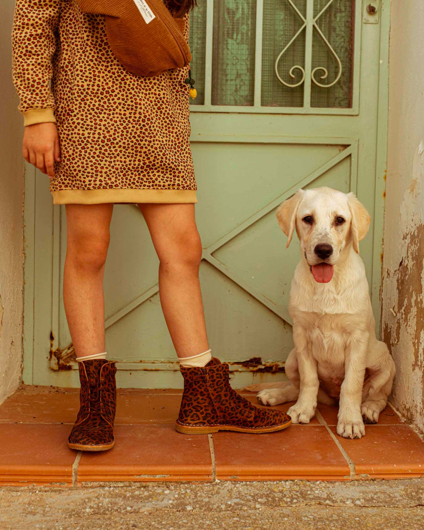 Boots à lacets - Cuir léopard brun