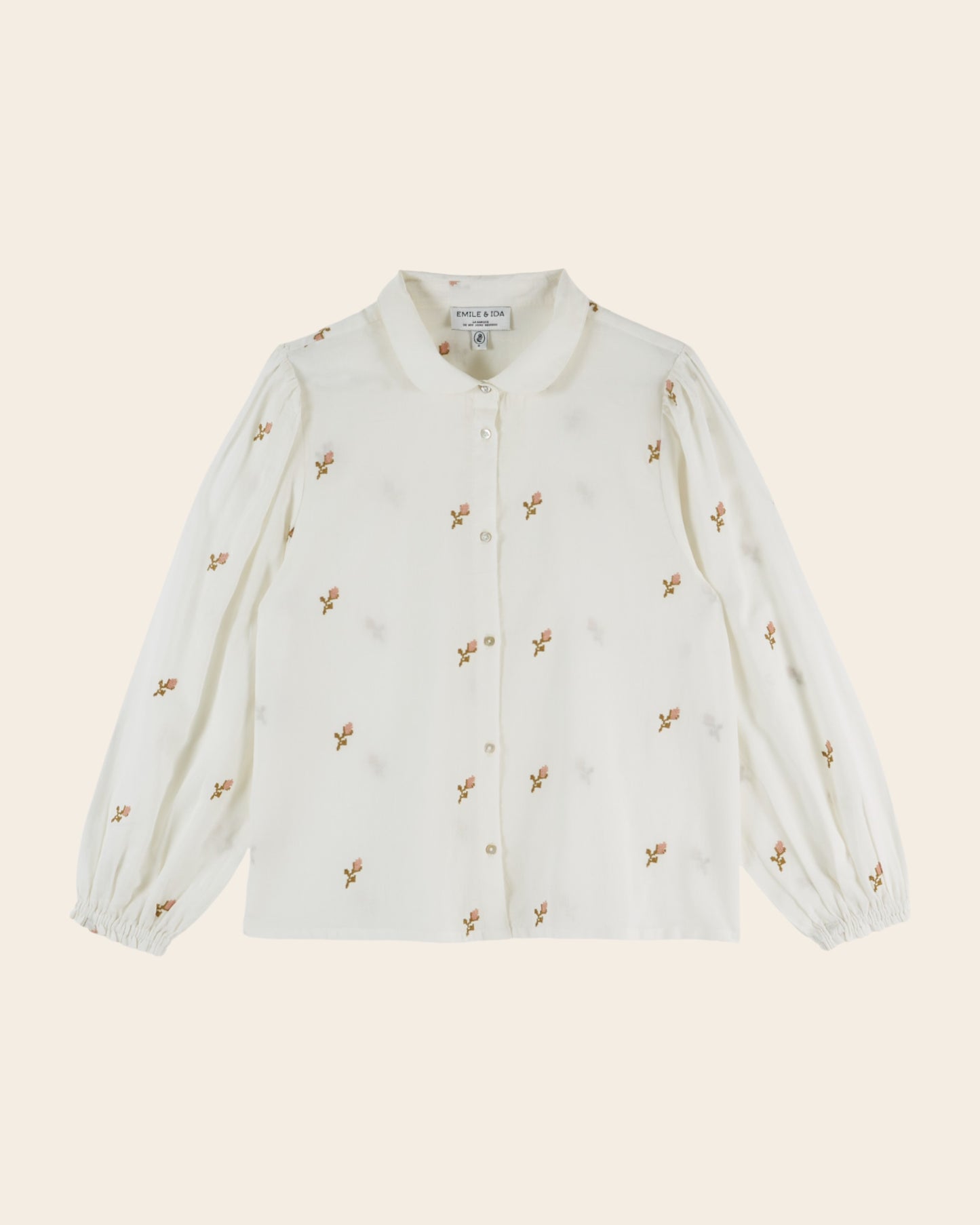 Blouse - Brodée point de croix écru