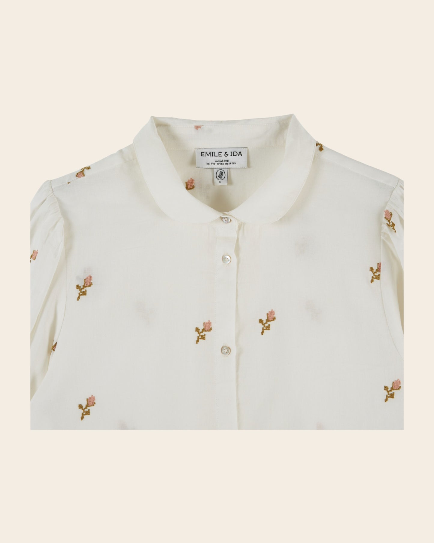 Blouse - Brodée point de croix écru