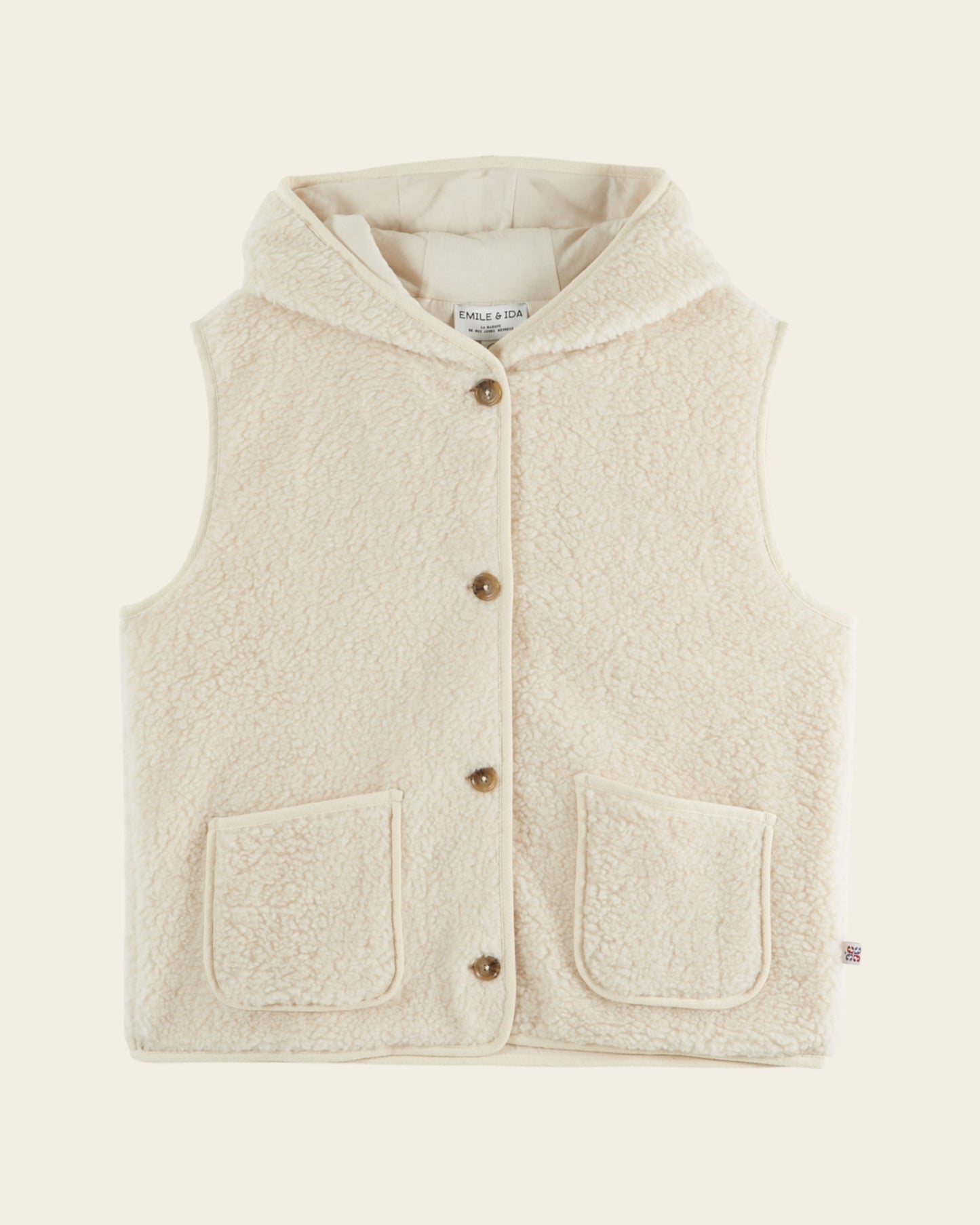 Veste sans manches à capuche - Moumoute écru