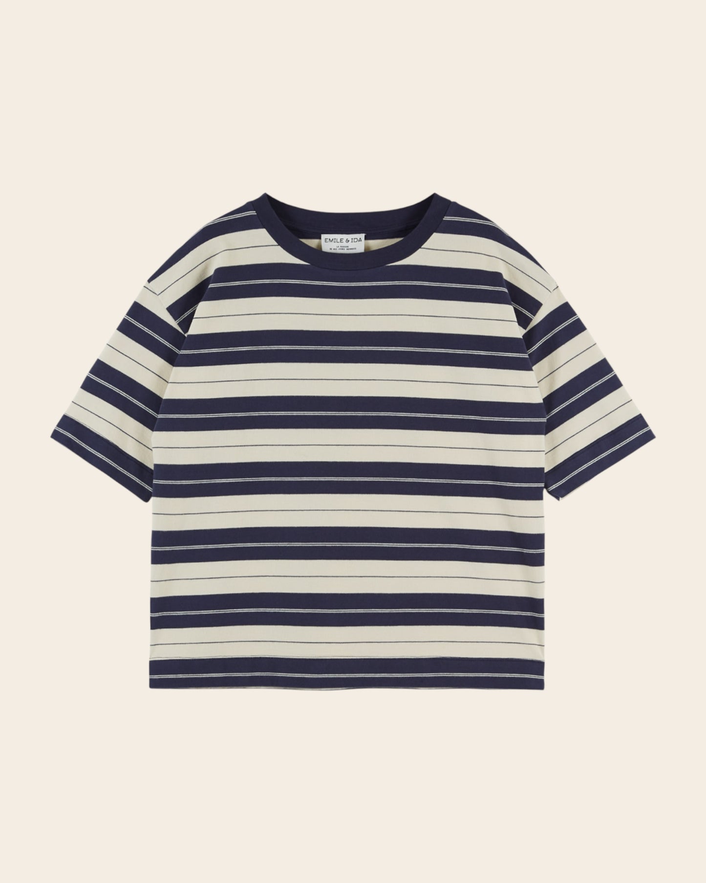T-shirt - Oversize rayures bleu et écru