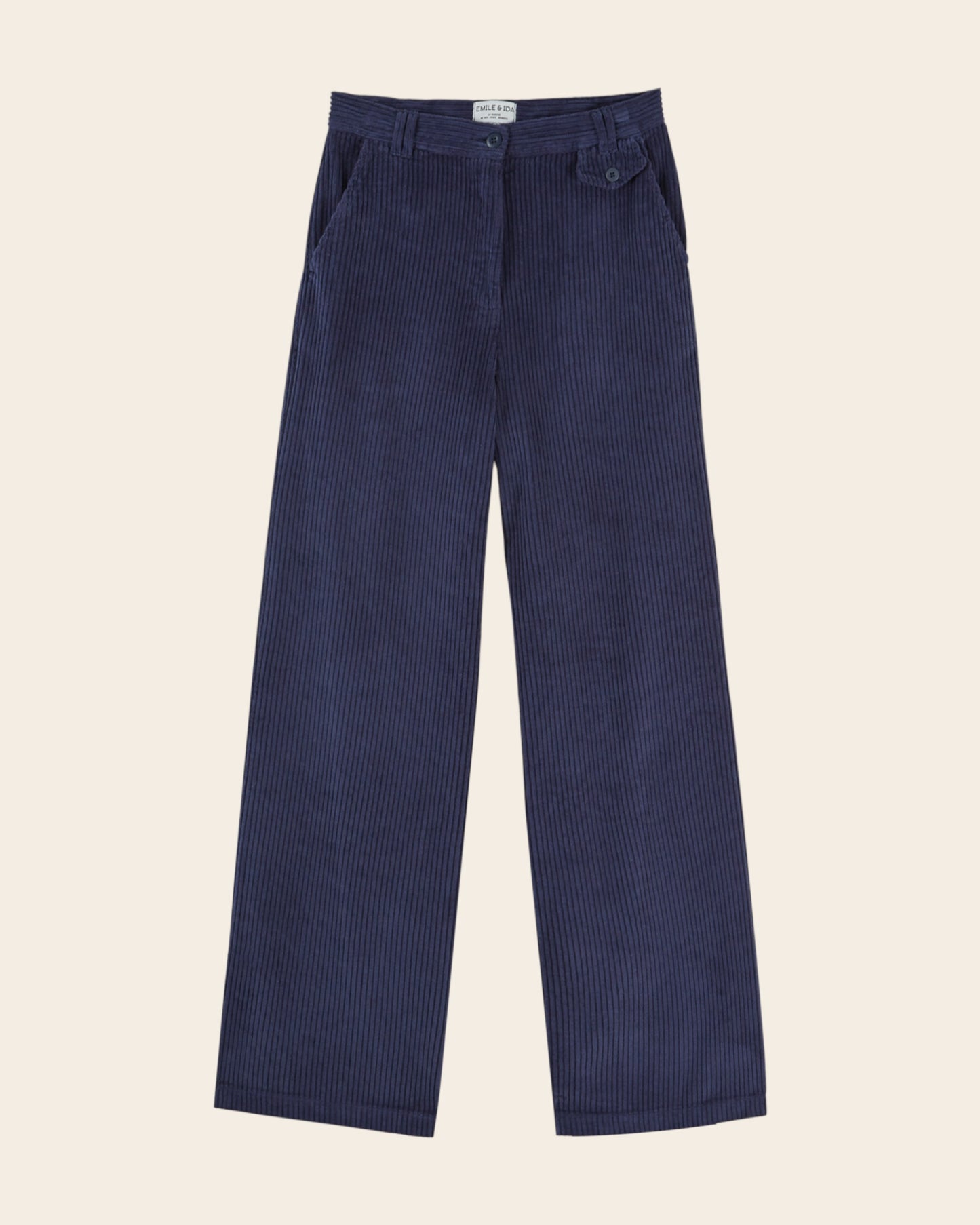 Pantalon - Velours cotelé bleu foncé
