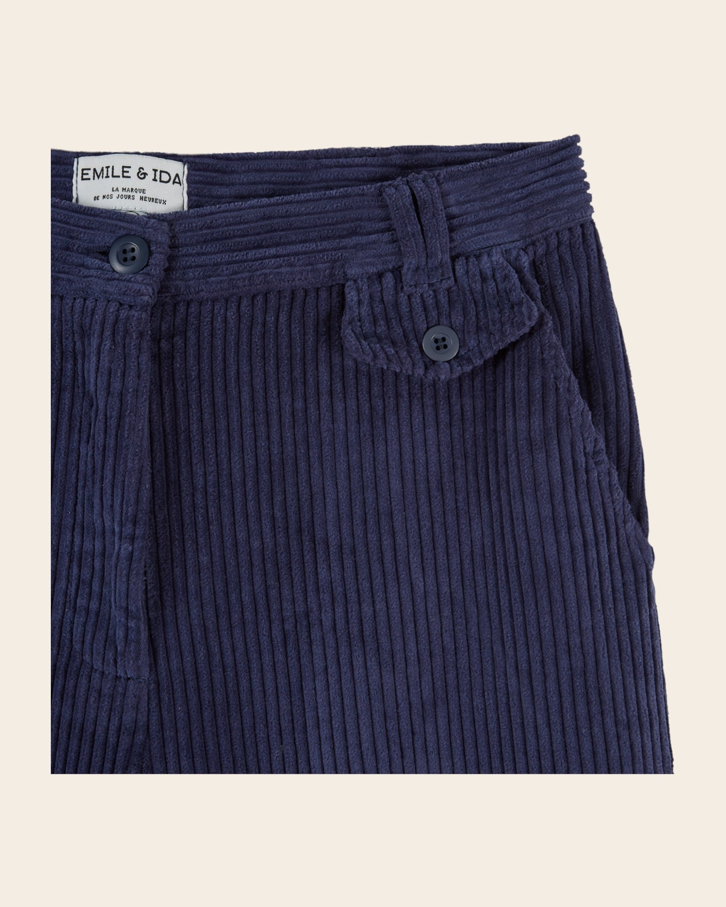 Pantalon - Velours cotelé bleu foncé