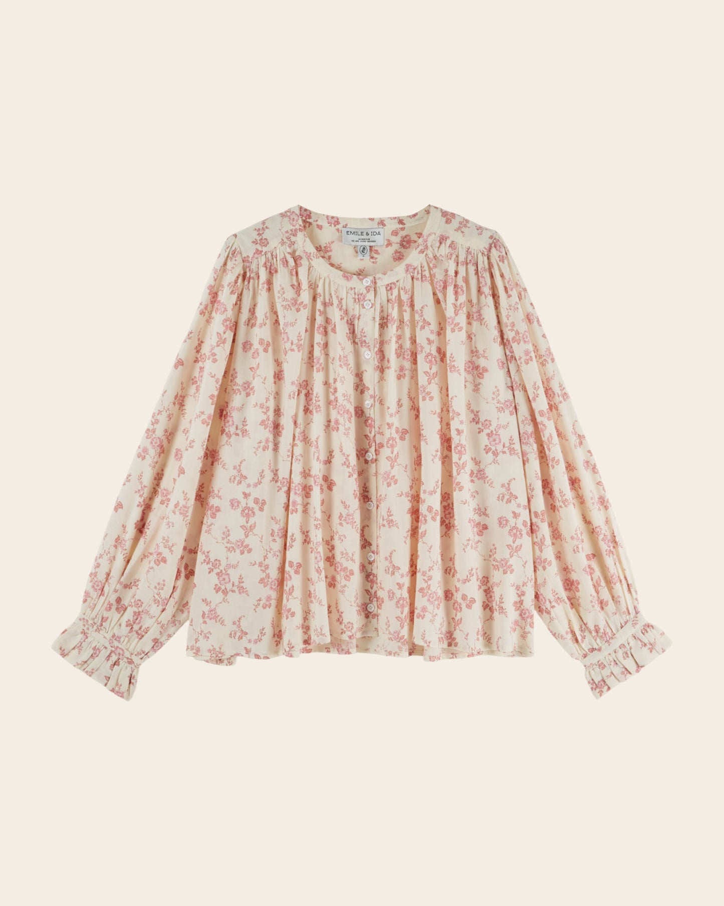 Blouse - Fleurie écru et rose