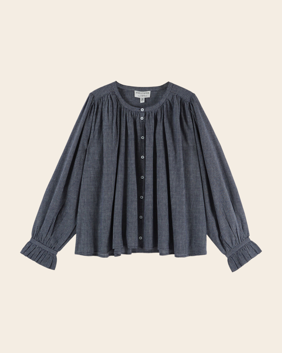 Blouse - Khadi carreaux marine