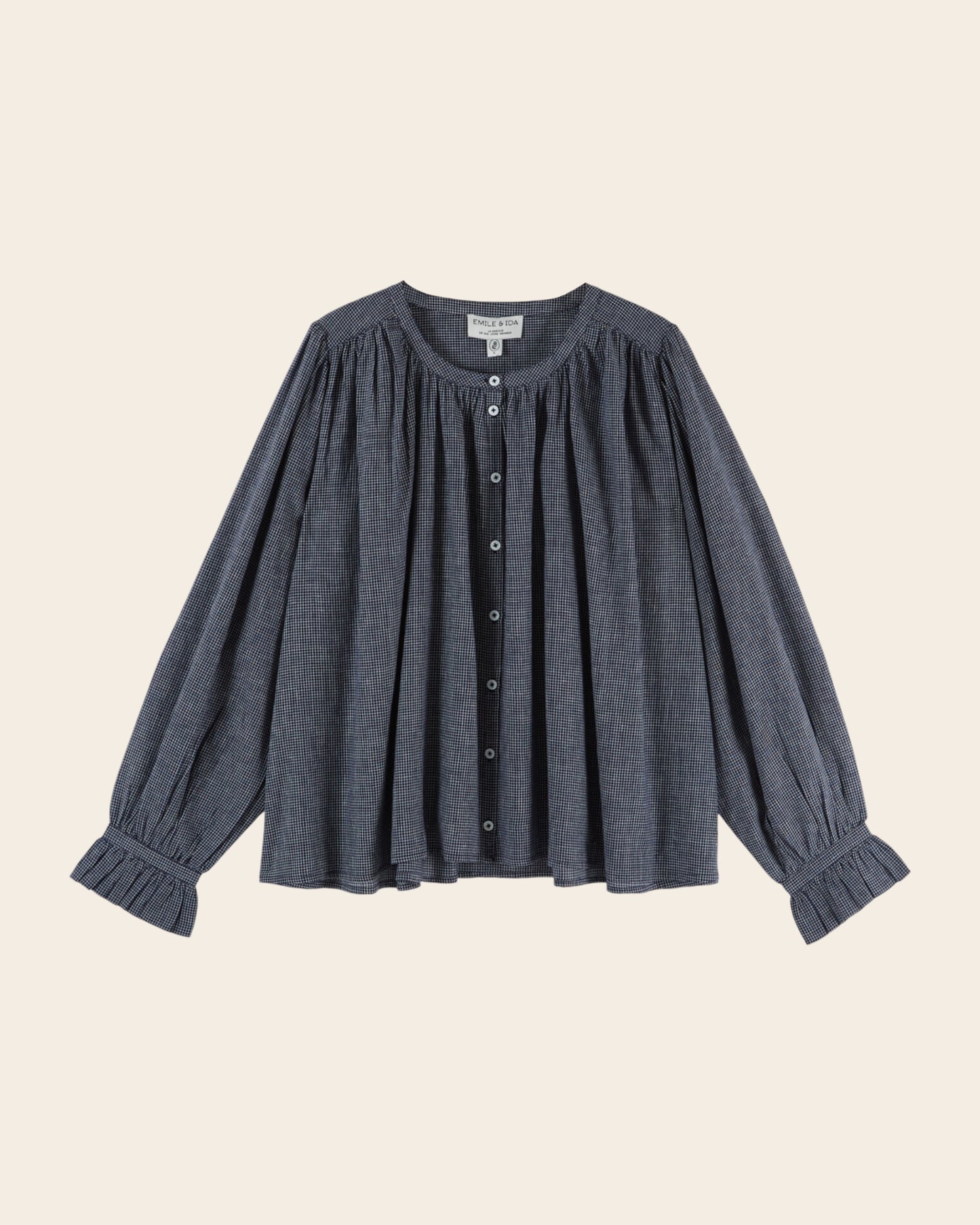 Blouse - Khadi carreaux marine