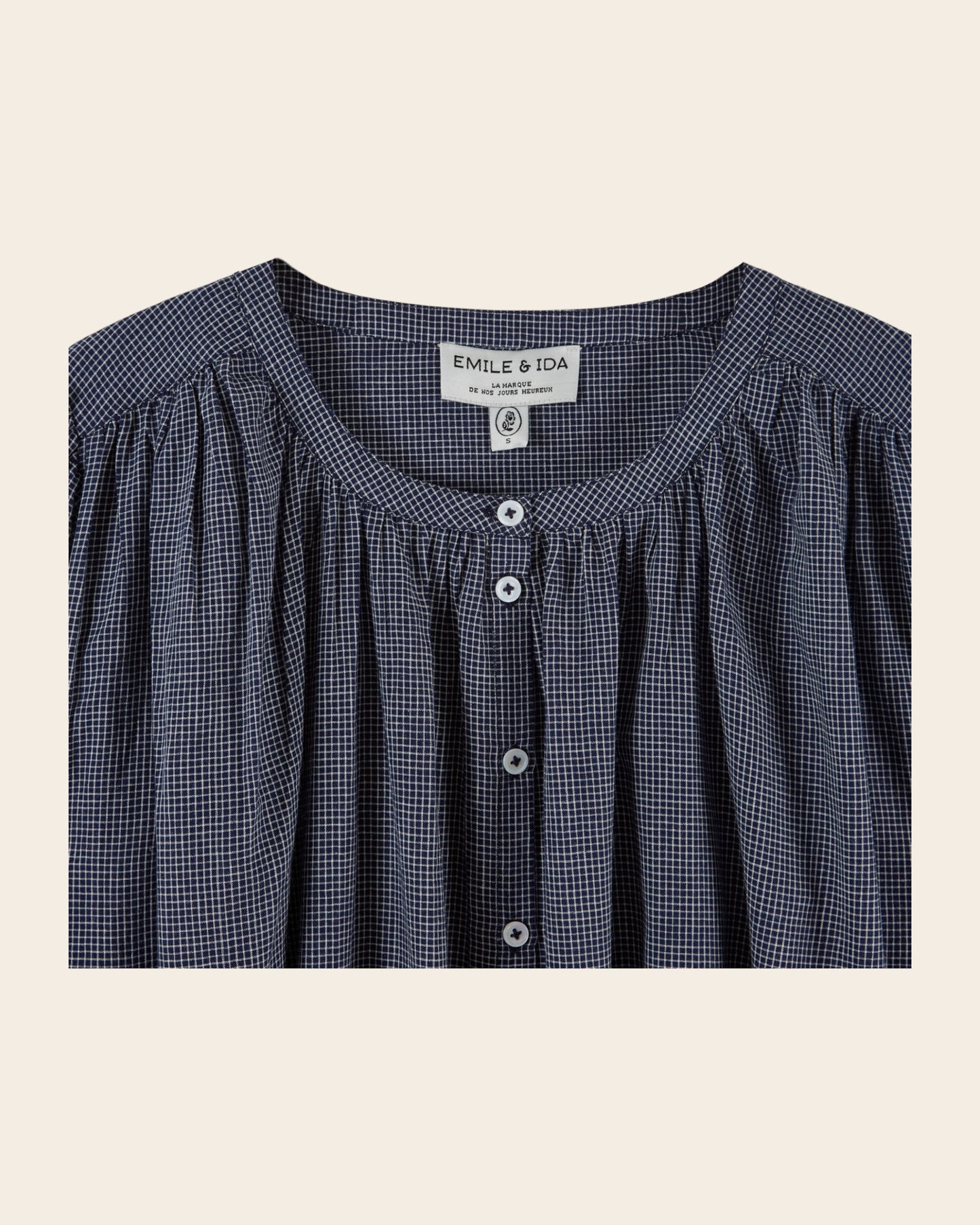Blouse - Khadi carreaux marine